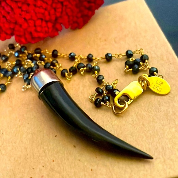 Liz Legg Bead and Horn Gold Necklace - Picture 2 of 11